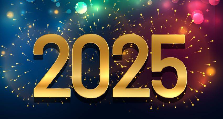 Die Zahl 2025 und Feuerwerk
