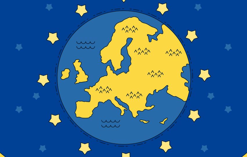 Europakarte mit Sternen herum